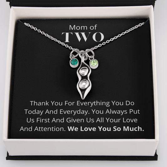 Mom Of Two - Two Peas In A Pod Pendant Necklace