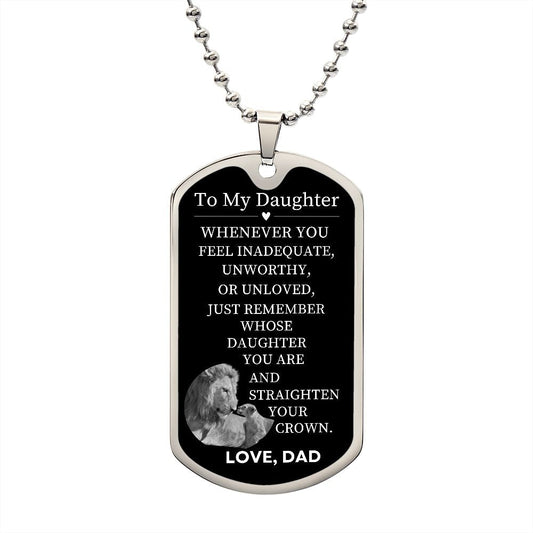 To My Daughter | Lion and Cub Dog Tag Necklace