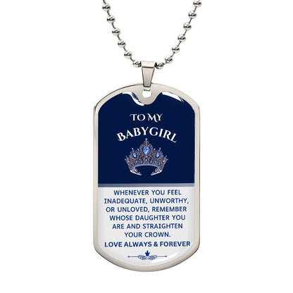 To My Babygirl Dog Tag Necklace