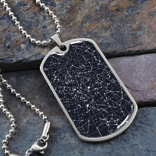 Personalized Celestial Night Sky Dog Tag Pendant Necklace