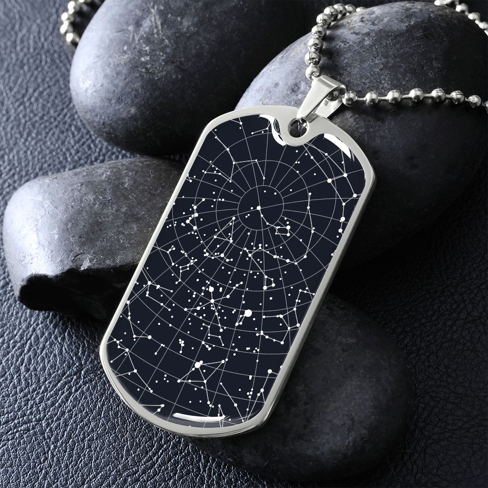 Celestial Night Sky Dog Tag Necklace Dubuque