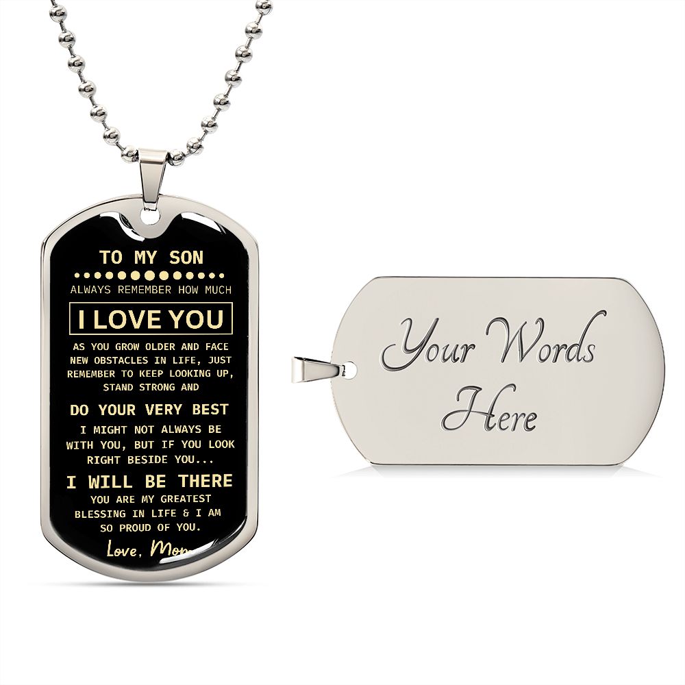 To My Son Dog Tag Chain | Love Mom