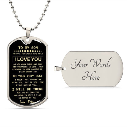 To My Son Dog Tag Chain | Love Mom