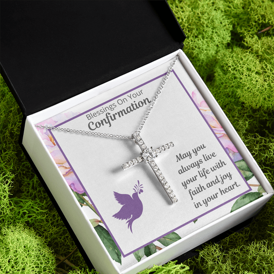Confirmation Cross Gift for Girl, Confirmation Message Card Gift Set