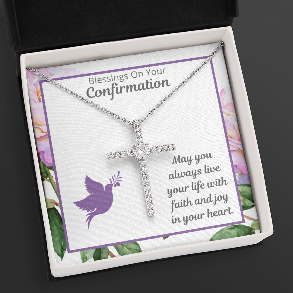 Confirmation Cross Gift for Girl, Confirmation Message Card Gift Set