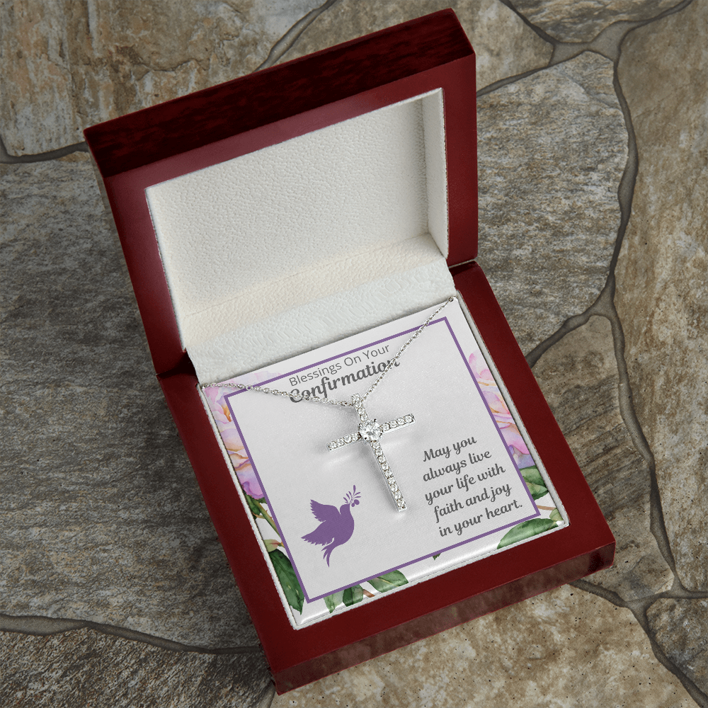 Confirmation Cross Gift for Girl, Confirmation Message Card Gift Set