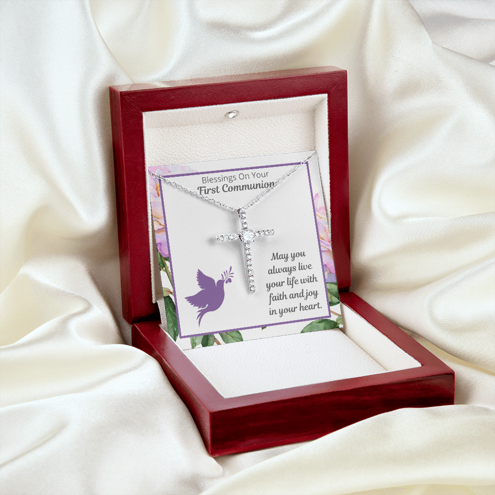 First Communion Cross for Girls. Gift Set, Religious Gift