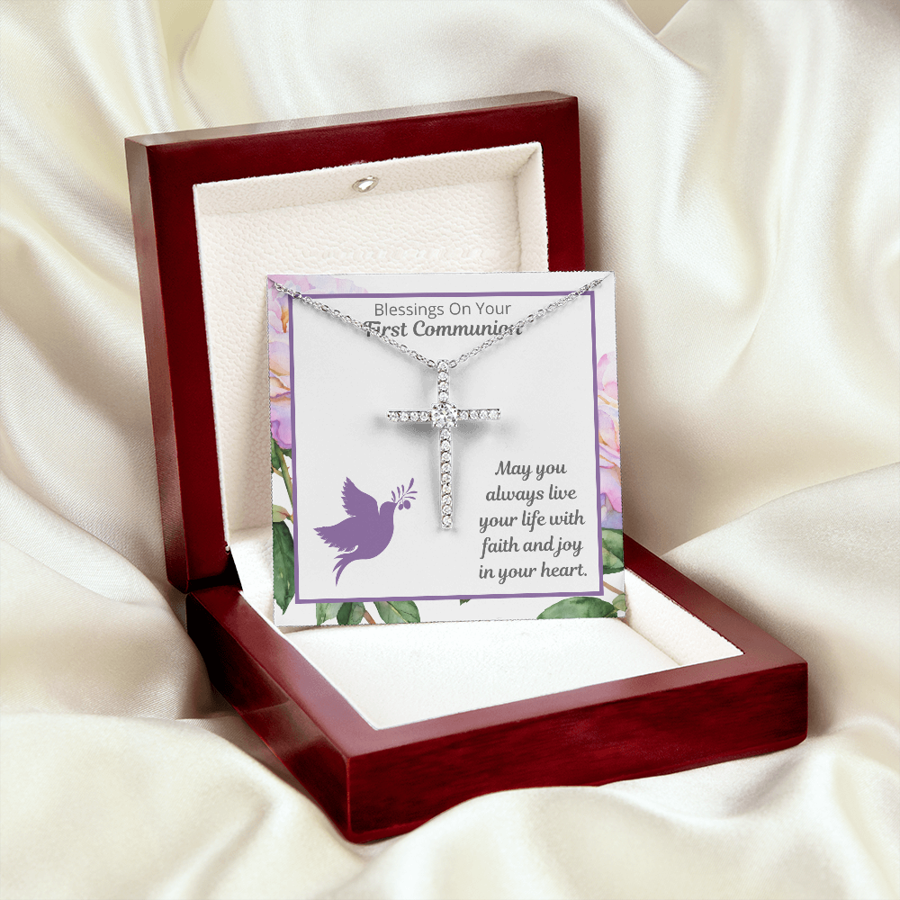 First Communion Cross for Girls. Gift Set, Religious Gift