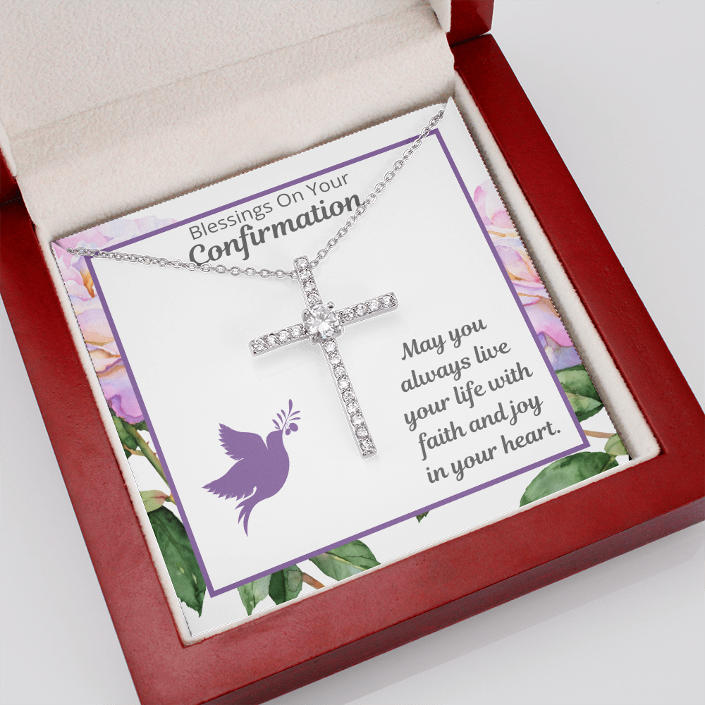 Confirmation Cross Gift for Girl, Confirmation Message Card Gift Set