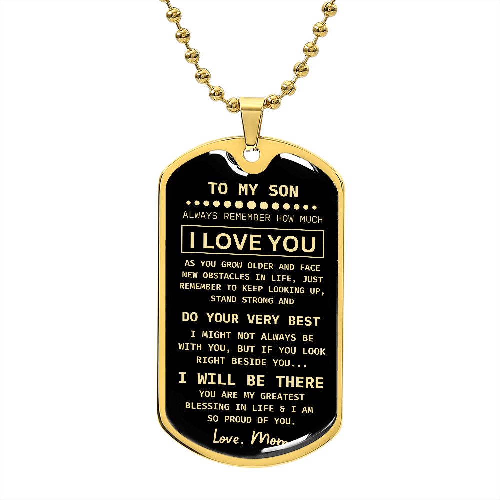 To My Son Dog Tag Chain | Love Mom