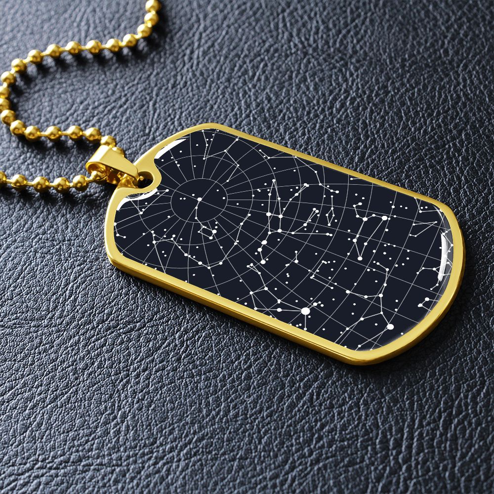 Celestial Night Sky Dog Tag Necklace Houston, Tx
