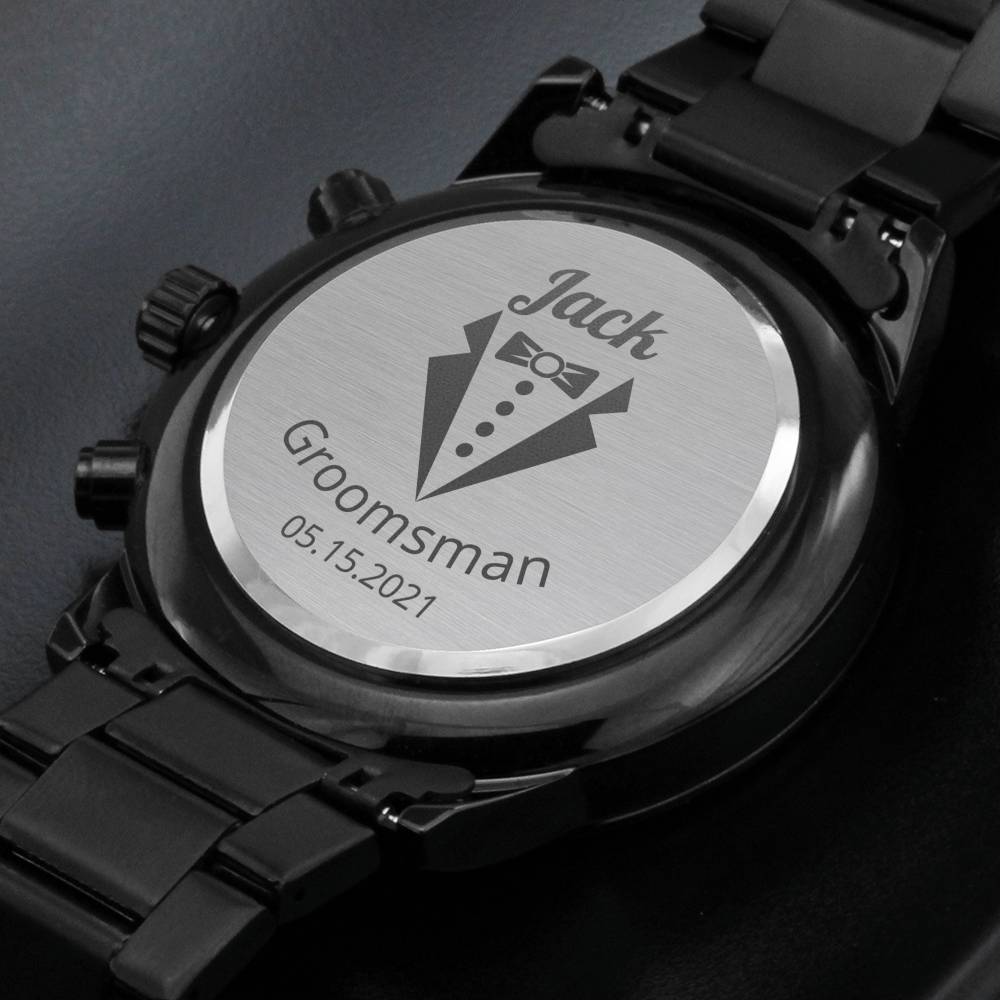 Groomsman Wedding Party Chronograph Watch, Thank you Gift