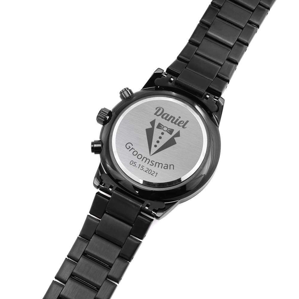 Groomsman Wedding Party Chronograph Watch, Thank you Gift