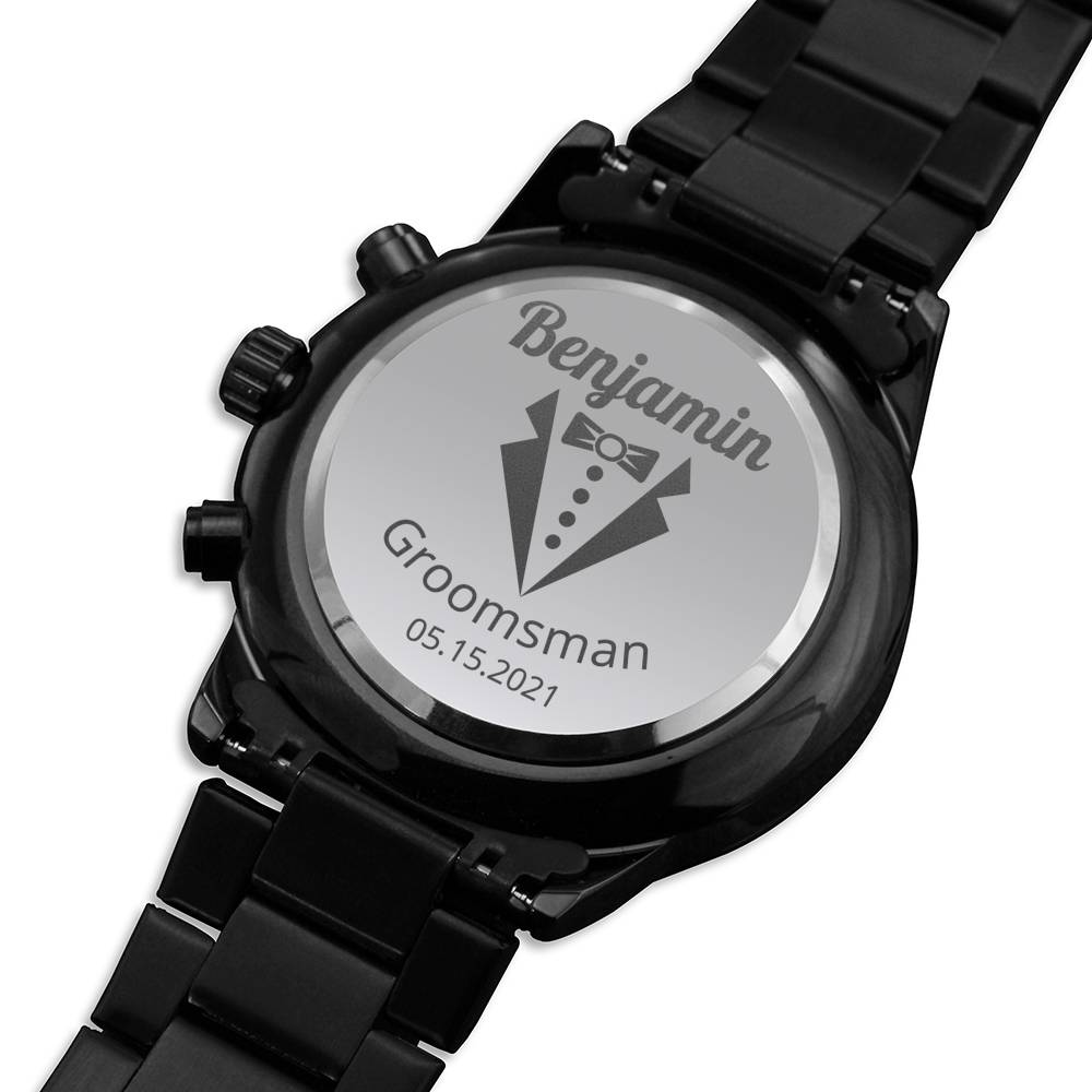 Groomsman Wedding Party Chronograph Watch, Thank you Gift