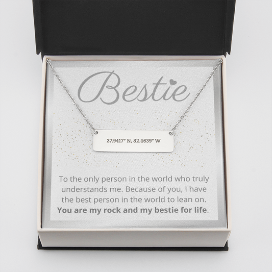 To My Bestie, Coordinates Necklace, Gift For Best Friend