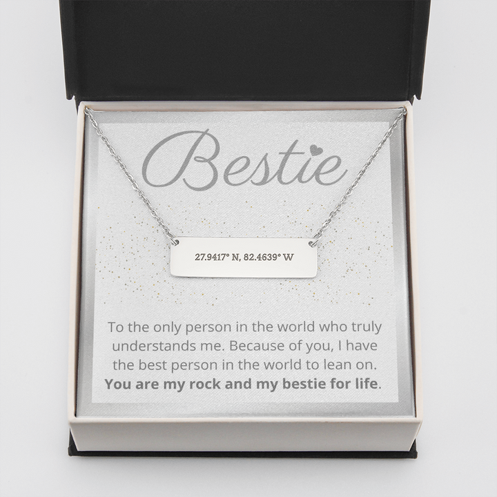 To My Bestie, Coordinates Necklace, Gift For Best Friend