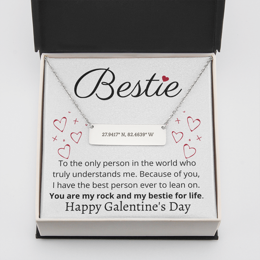 To My Bestie - Coordinates Necklace - Happy Galentine's Day