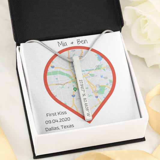 Coordinates Vertical Bar Necklace - Gift for Her