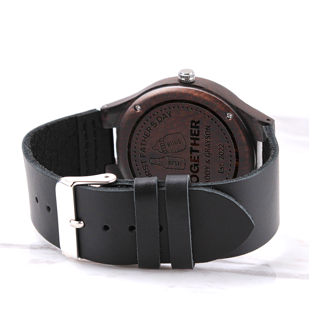 First Father's Day, Best Buds, Wooden Watch for Dad
