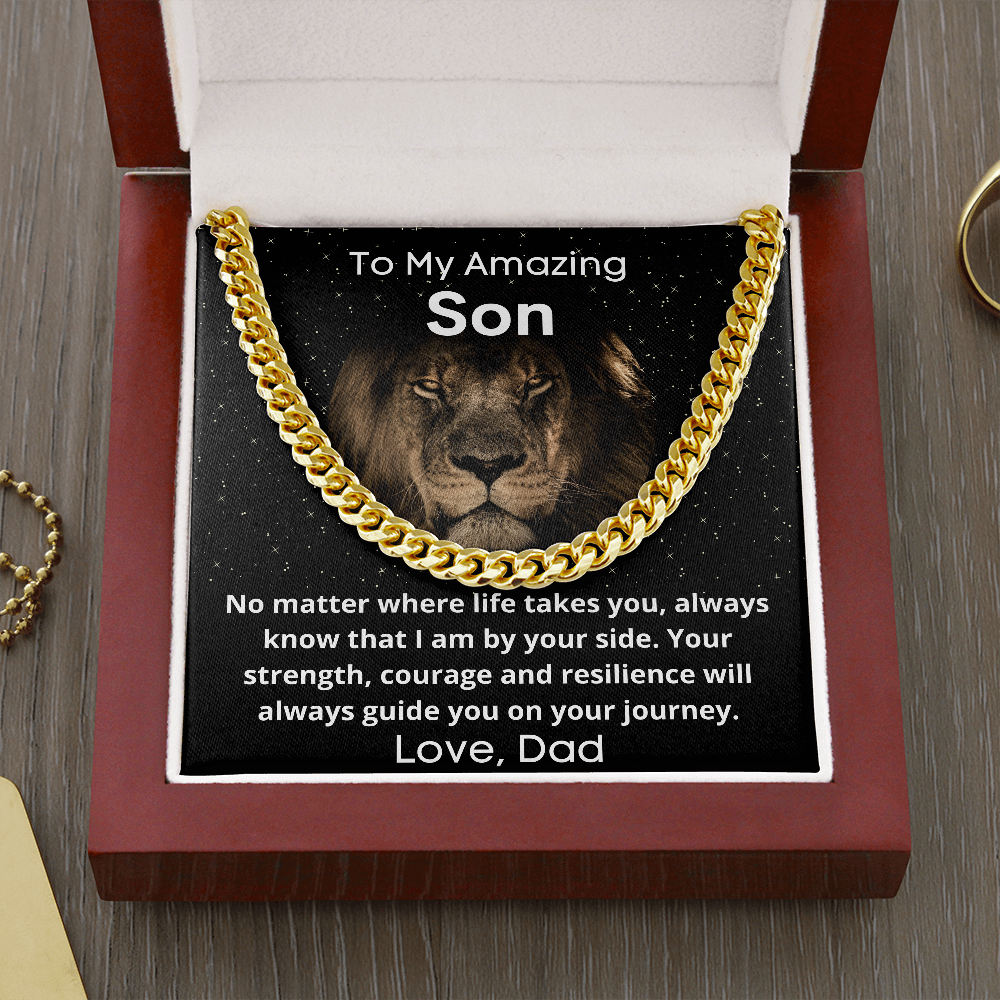 Cuban Chain Link Necklace for Son, Gift for From Dad, Christmas Birthday Graduation Gift