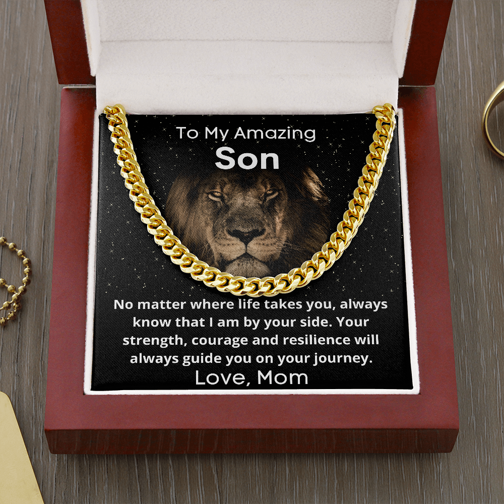 Cuban Chain Link Necklace for Son, Gift for From Mom, Christmas Birthday Graduation Gift