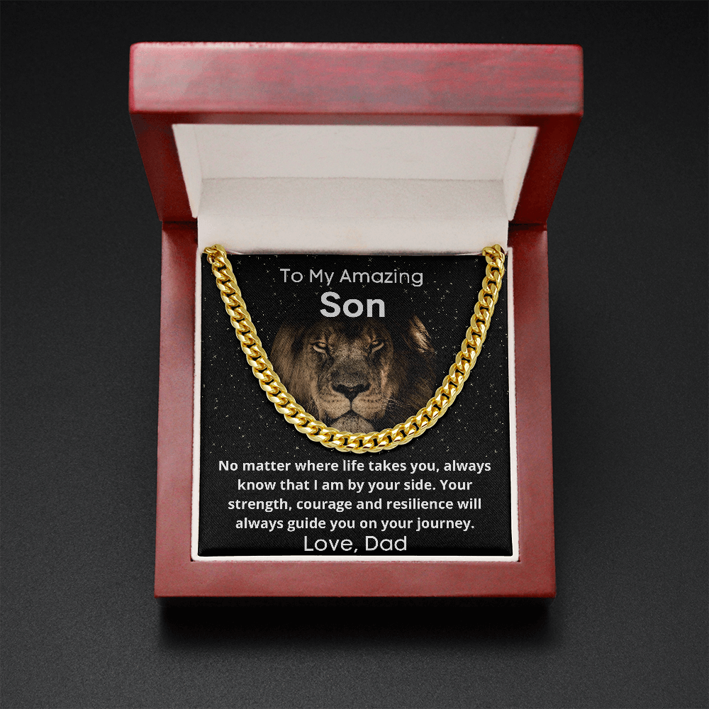 Cuban Chain Link Necklace for Son, Gift for From Dad, Christmas Birthday Graduation Gift