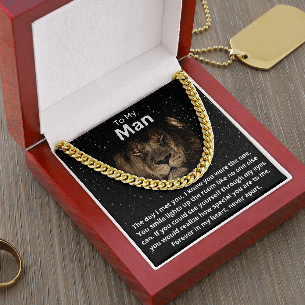 To My Man, Cuban Chain Necklace, Gift for Him