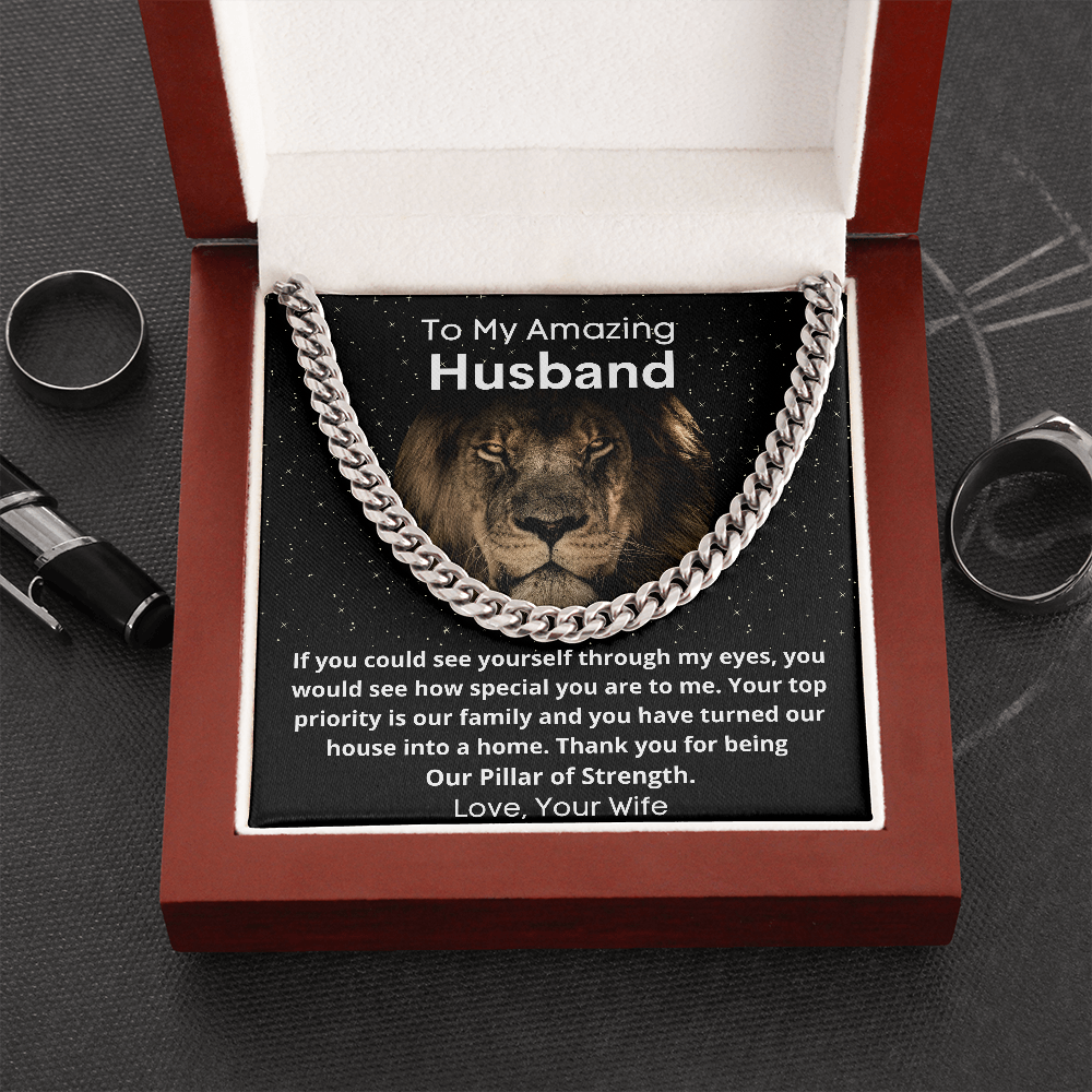 Cuban Chain Link Necklace for Husband, Gift for From Wife, Christmas Birthday Anniversary Gift