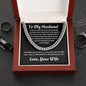 To My Husband, Cuban Link Chain Necklace, From Wife