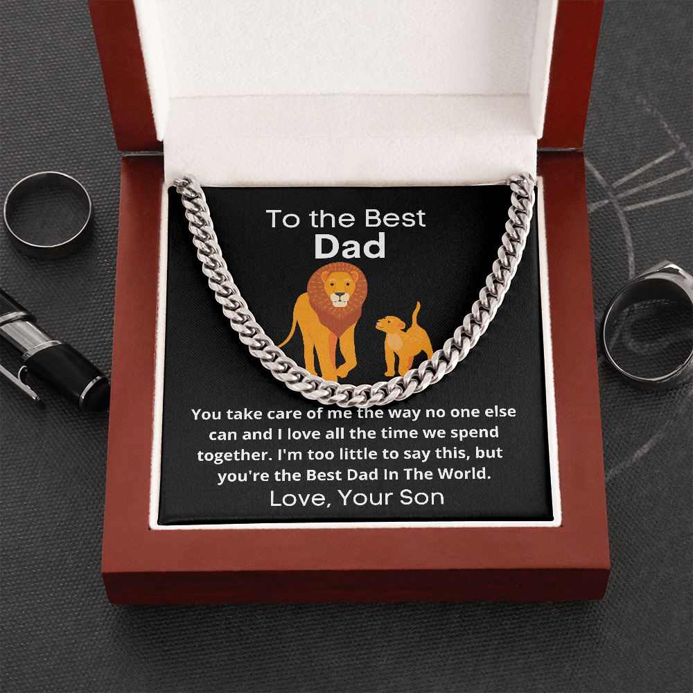 Best Dad Cuban Chain Link Necklace, From Son to Father Gift