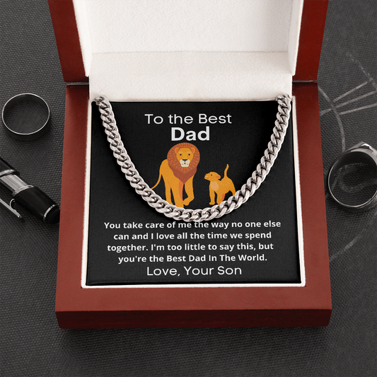 Best Dad Cuban Chain Link Necklace, From Son to Father Gift