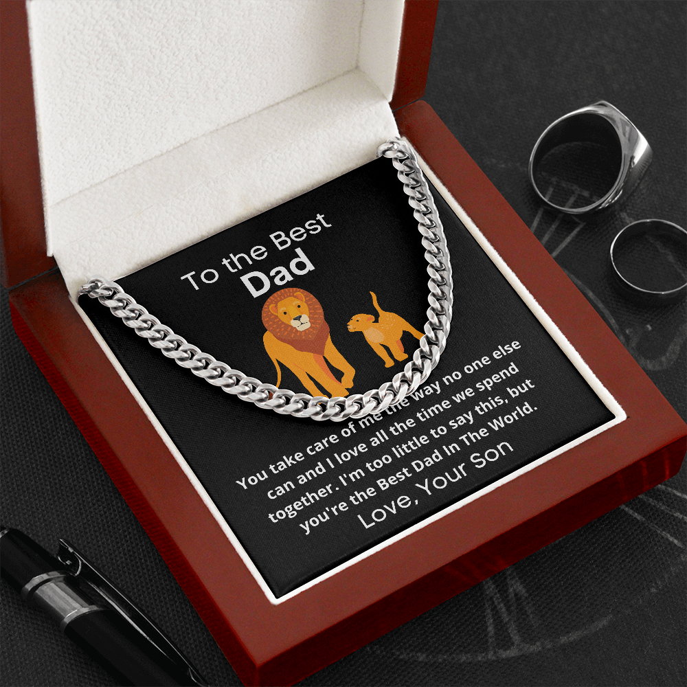Best Dad Cuban Chain Link Necklace, From Son to Father Gift