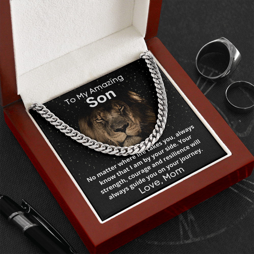 Cuban Link Chain Necklace for Son, Gift for From Mom, Christmas Birthday Graduation Gift