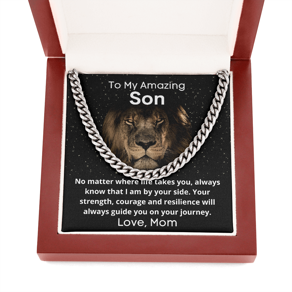 Cuban Link Chain Necklace for Son, Gift for From Mom, Christmas Birthday Graduation Gift
