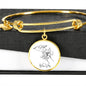 Water Lily July Birth Flower Bangle Charm Bracelet Silver Gold