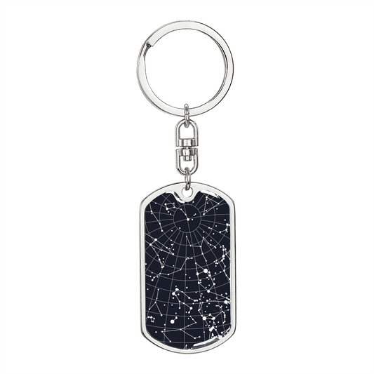 Personalized Celestial Night Sky and State Dog Tag Keychain Fort Collins CO