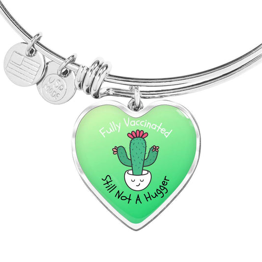 Fully Vaccinated Necklace, Still not a Hugger Heart Pendant, Cactus, Personalized Charm Necklace, Birthday Gift, Unique Silver Gold Necklace