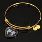 Celestial Sky Couple Hear Pendant Bracelet Personalized Custom Bangle Silver Gold
