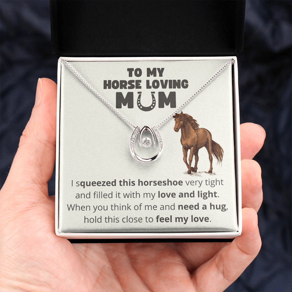 Horse Loving Mom Message Card Necklace from Son or Daughter