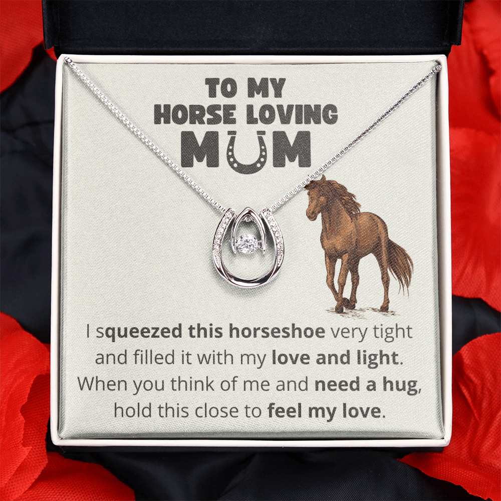 Horse Loving Mom Message Card Necklace from Son or Daughter