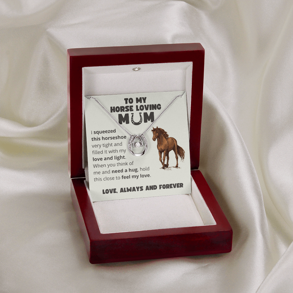 To My Horse Loving Mom - Lucky Horseshoe Necklace