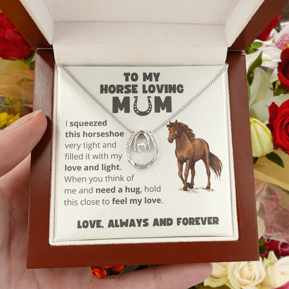 To My Horse Loving Mom - Lucky Horseshoe Necklace