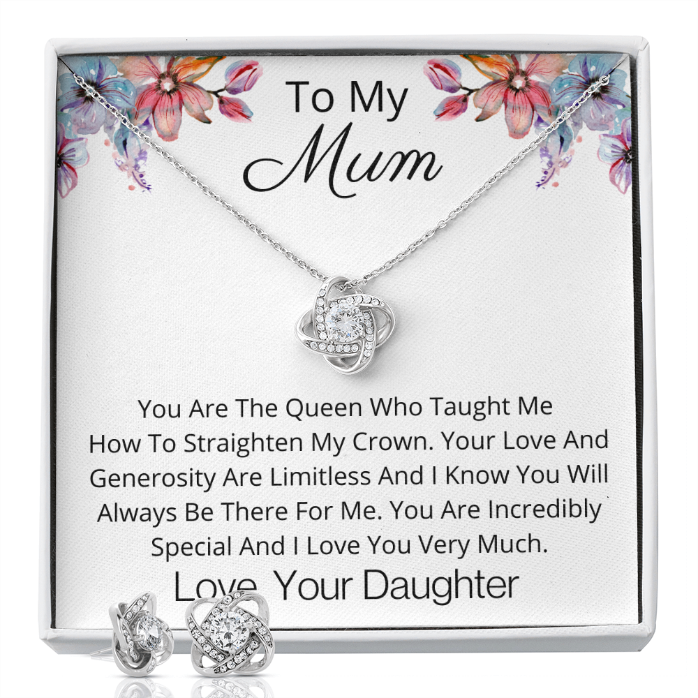 Happy Mother's Day Necklace and Earrings Gift Set - For Mum from Daughter