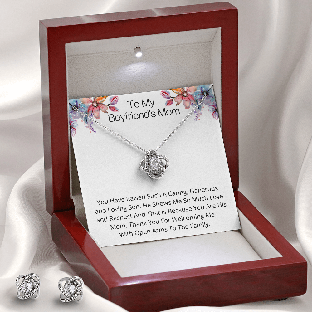 To My Boyfriend's Mom - Gift Set with Pendant Necklace and Earrings