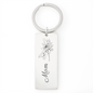 Personalized Chrysanthemum November Birth Month Flower Keychain with Name, Mother's Day Gift, Engraved on the Back