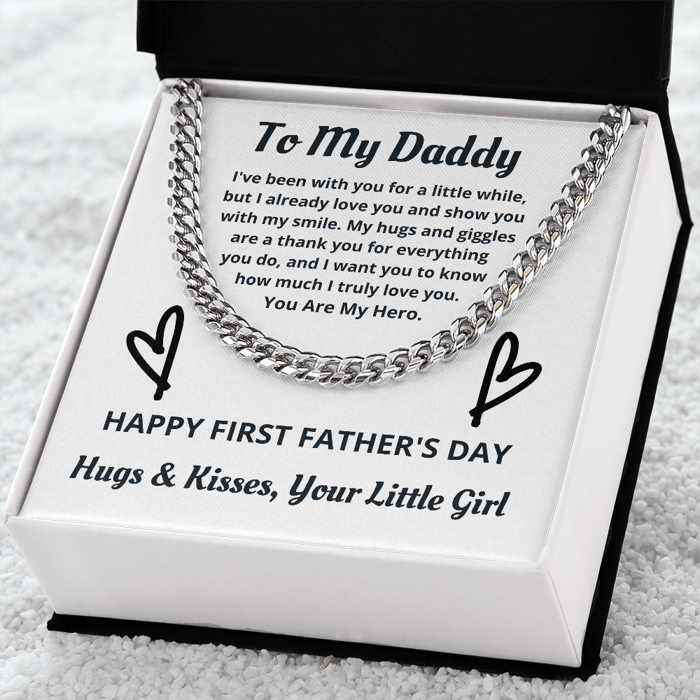 First Father's Day, Cuban Link Chain, Gift for Dad from Daughter