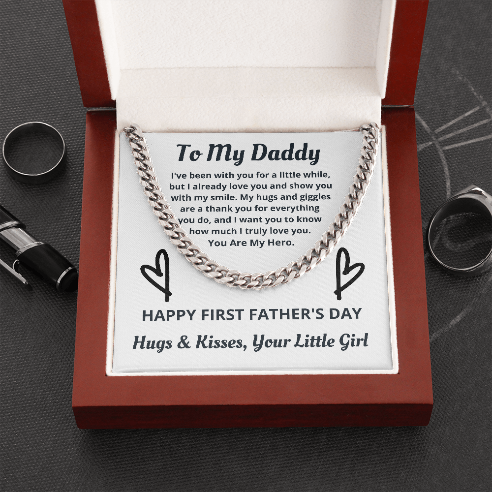 First Father's Day, Cuban Link Chain, Gift for Dad from Daughter