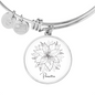 Poinsettia December Birth Flower Charm Bangle Bracelet Silver Gold