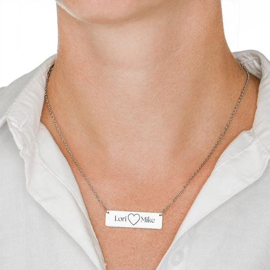 Valentine's Day Horizontal Bar Necklace For Couples