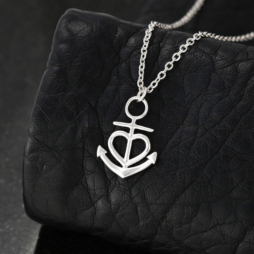 Friendship Water Element Minimalist Heart Anchor Necklace